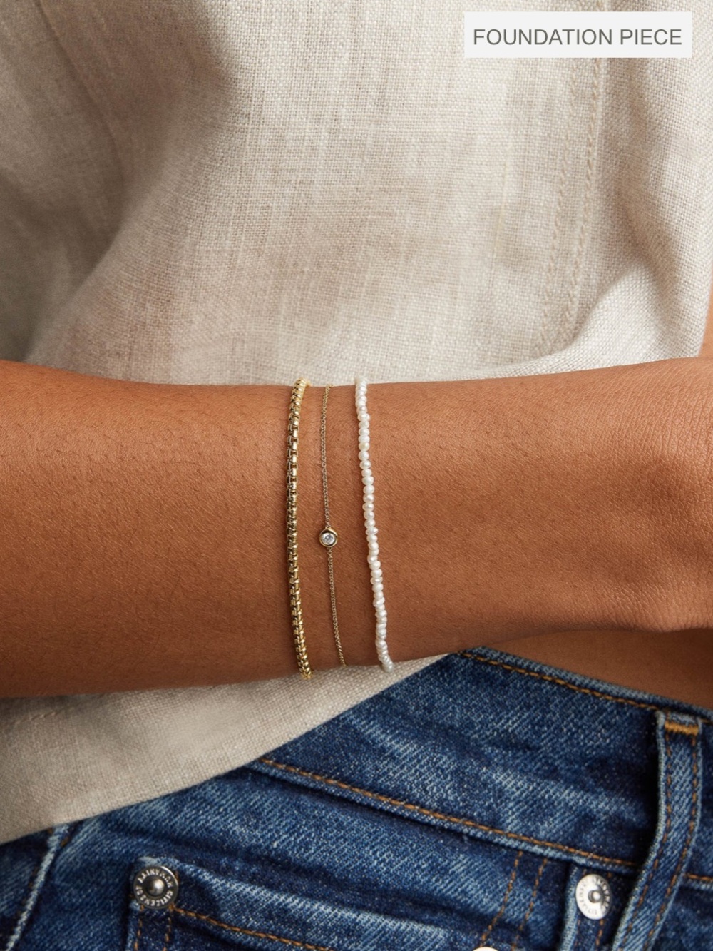 Mejuri MICRO PEARL BRACELET 14K yellow gold size 6in MEJURI Pearl bracelet